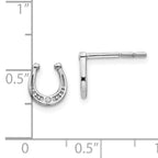 White Ice Sterling Silver Diamond Horseshoe Earrings with Rhodium Elegance