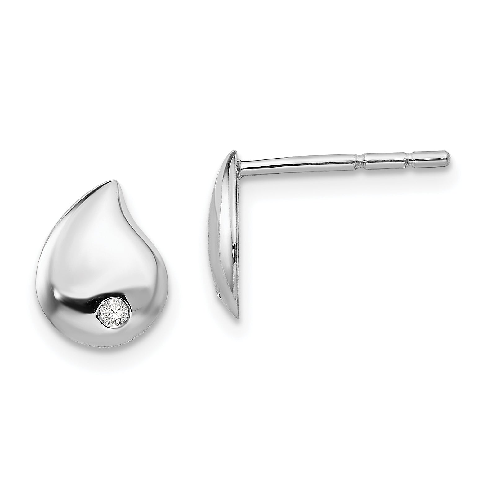 White Ice Sterling Silver Rhodium-plated Diamond Teardrop Post Earrings Main image