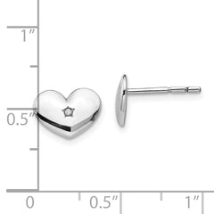 Sophia Jewelers Sterling Silver Diamond Heart Earrings with Polished Rhodium Finish