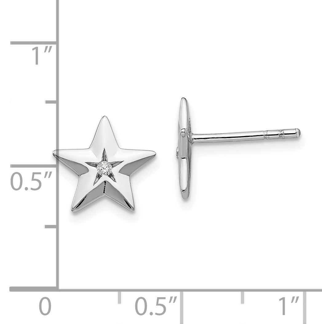 White Ice Sterling Silver Rhodium-plated Diamond Star Post Earrings