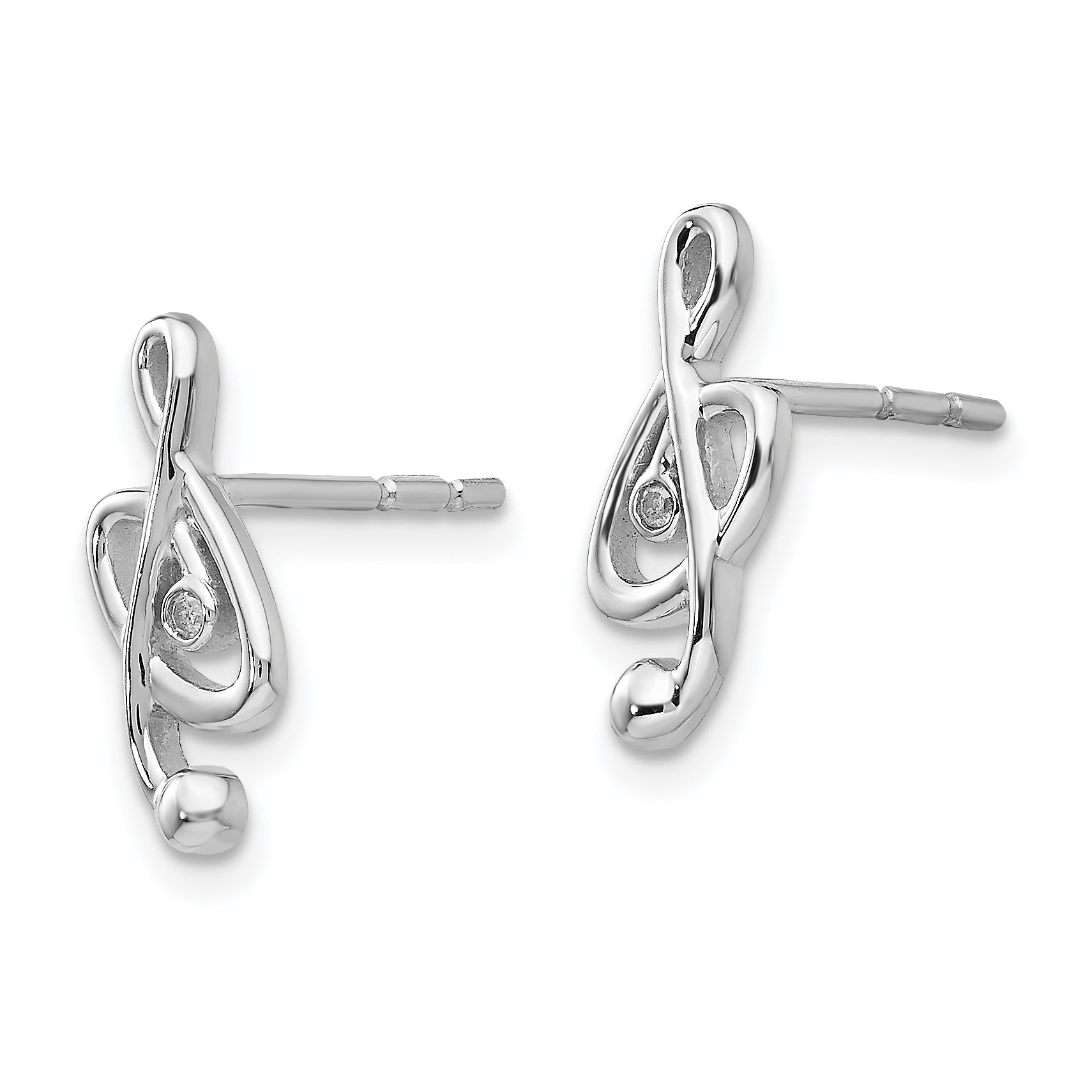 White Ice Sterling Silver Diamond Button Earrings with Rhodium Finish Secondary image
