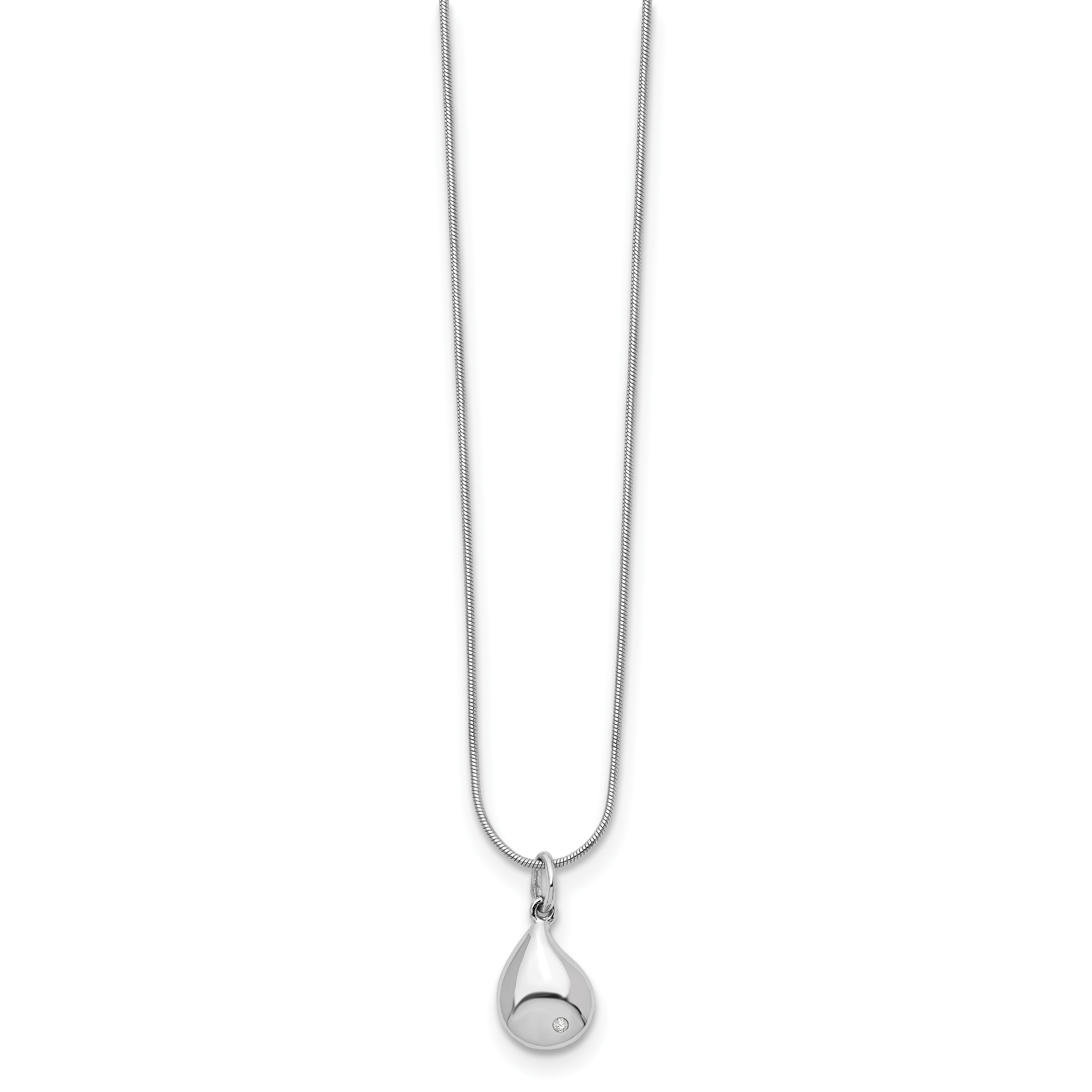 Sophia Jewelers White Ice Sterling Silver Diamond Teardrop Necklace with Extender