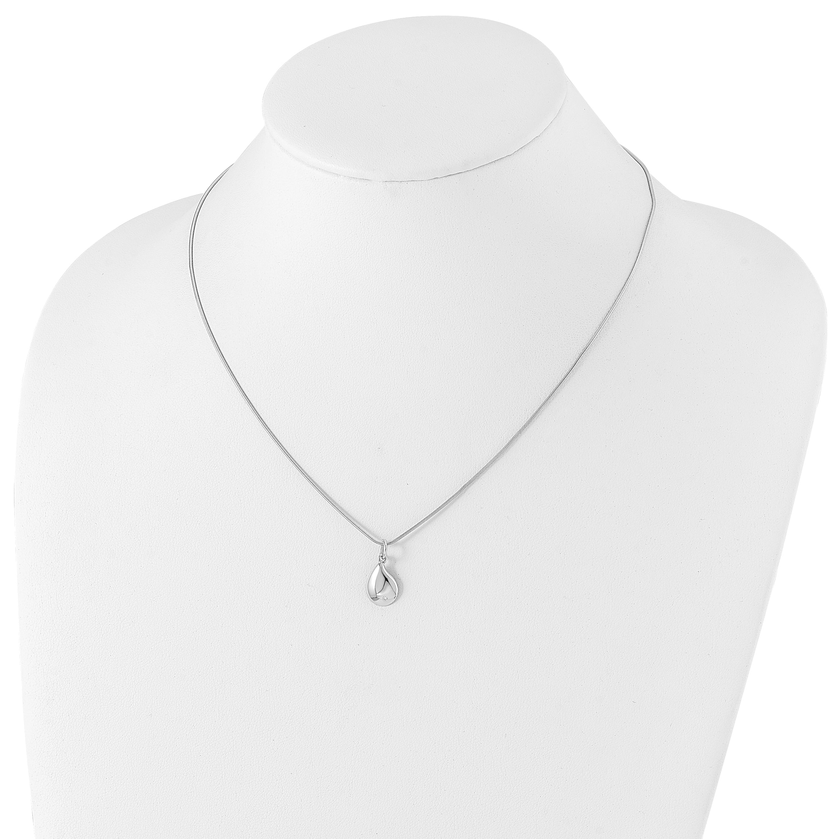 Sophia Jewelers White Ice Sterling Silver Diamond Teardrop Necklace with Extender