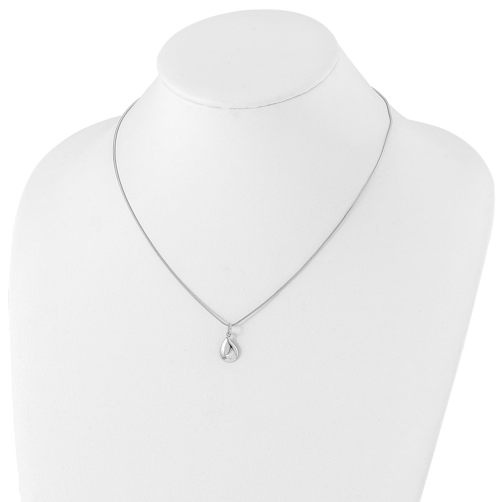 Sophia Jewelers White Ice Sterling Silver Diamond Teardrop Necklace with Extender