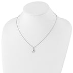 Sophia Jewelers White Ice Sterling Silver Diamond Teardrop Necklace with Extender