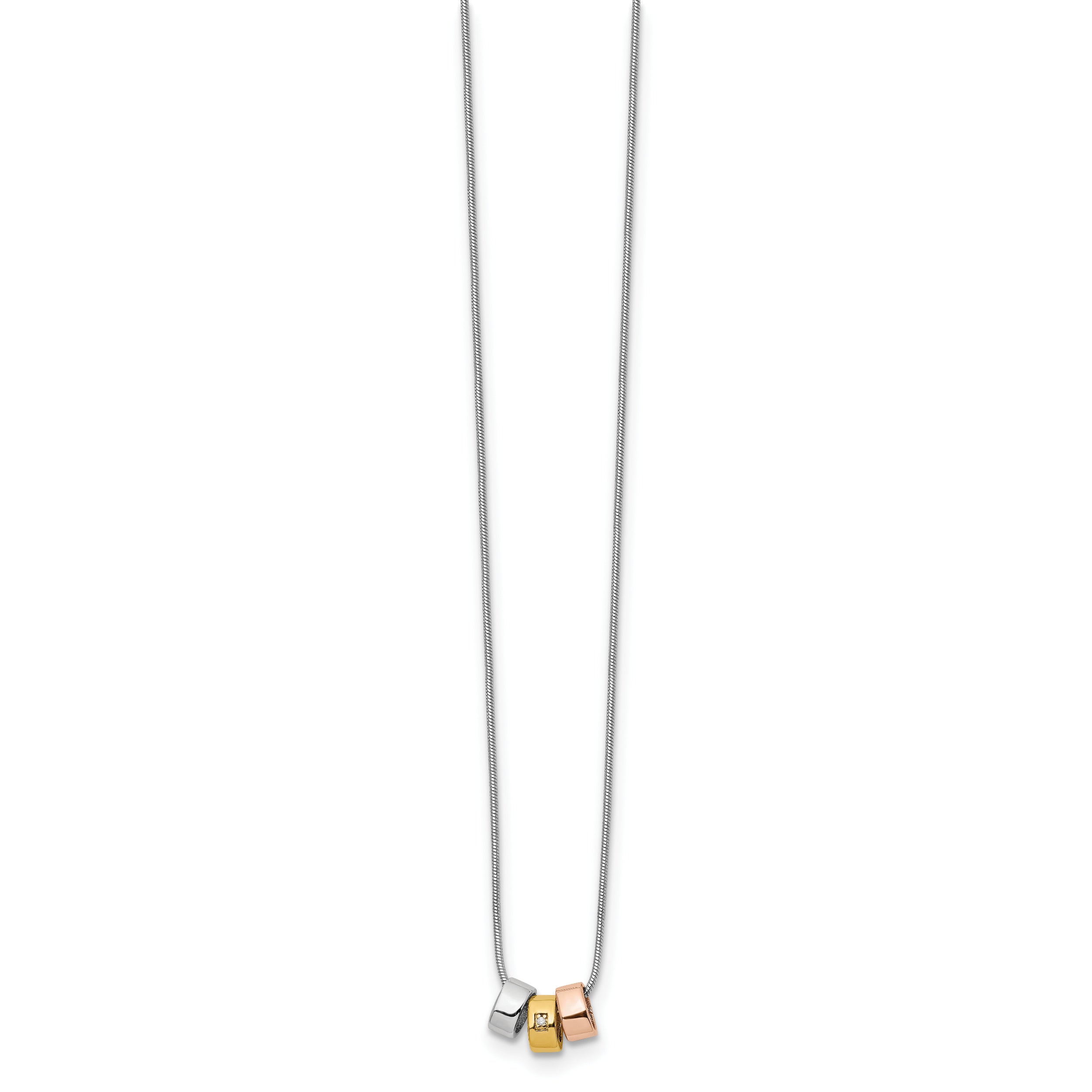 Sophia Jewelers Sterling Silver Two-Tone Diamond Necklace with Extender
