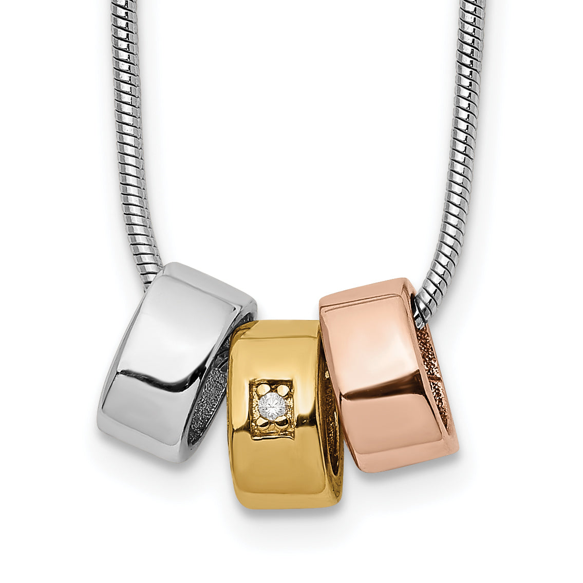 White Ice Sterling Silver Rhodium-plated Rose and Gold-tone 18 Inch Diamond Necklace with 2 Inch Extender Main image