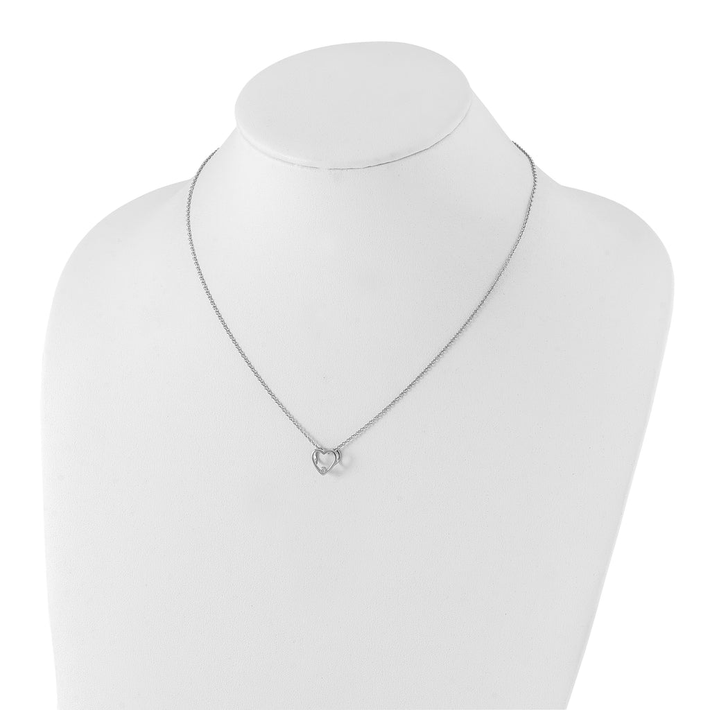 Sophia Jewelers Sterling Silver Diamond Heart Necklace with Rhodium Finish