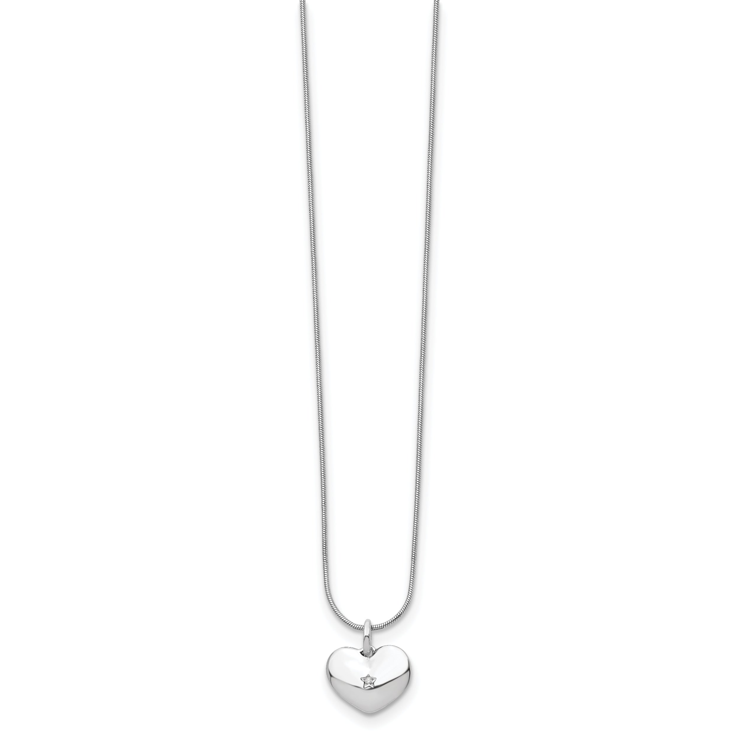 White Ice Sterling Silver Diamond Heart Necklace with Rhodium-Plated Finish