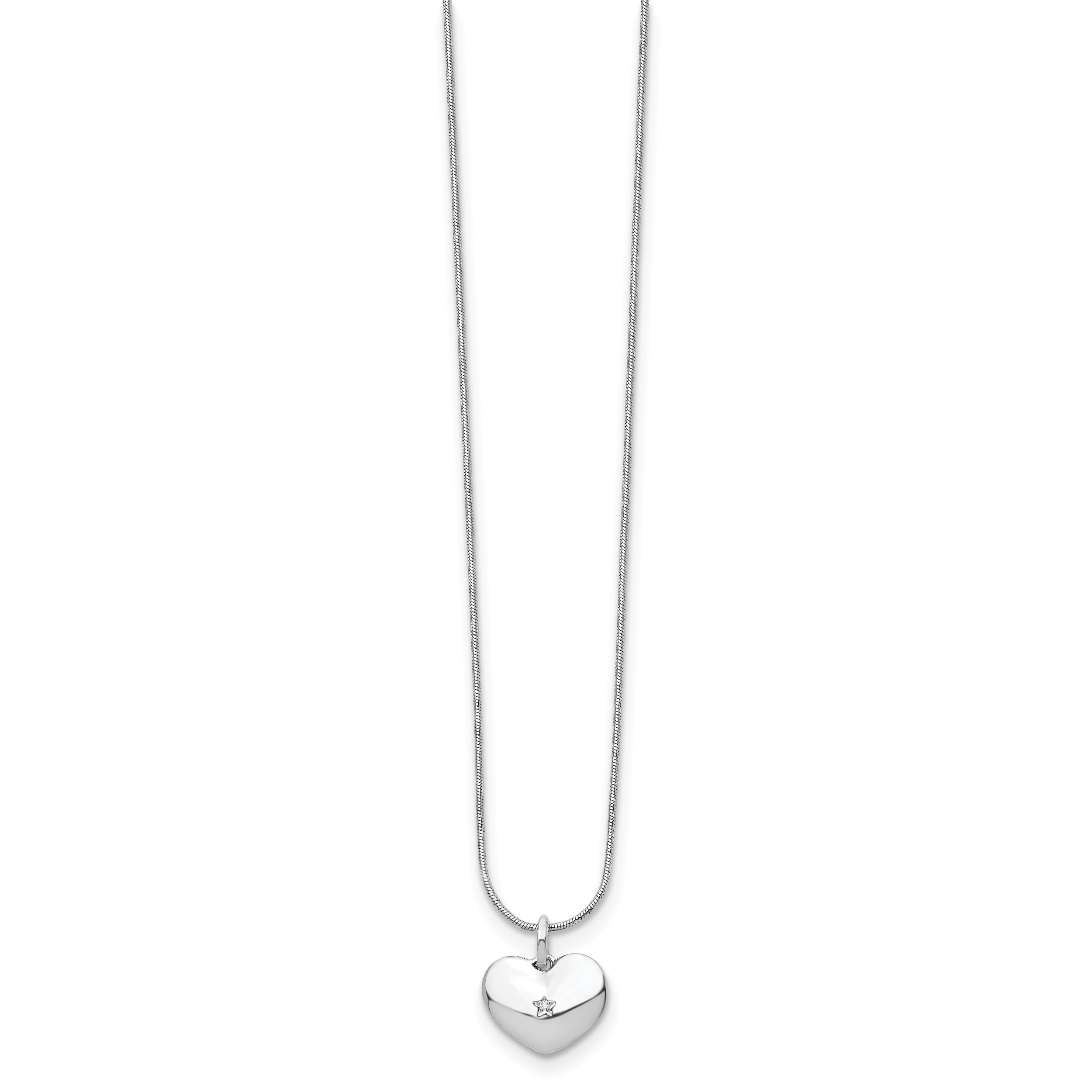 White Ice Sterling Silver Diamond Heart Necklace with Rhodium-Plated Finish Secondary image