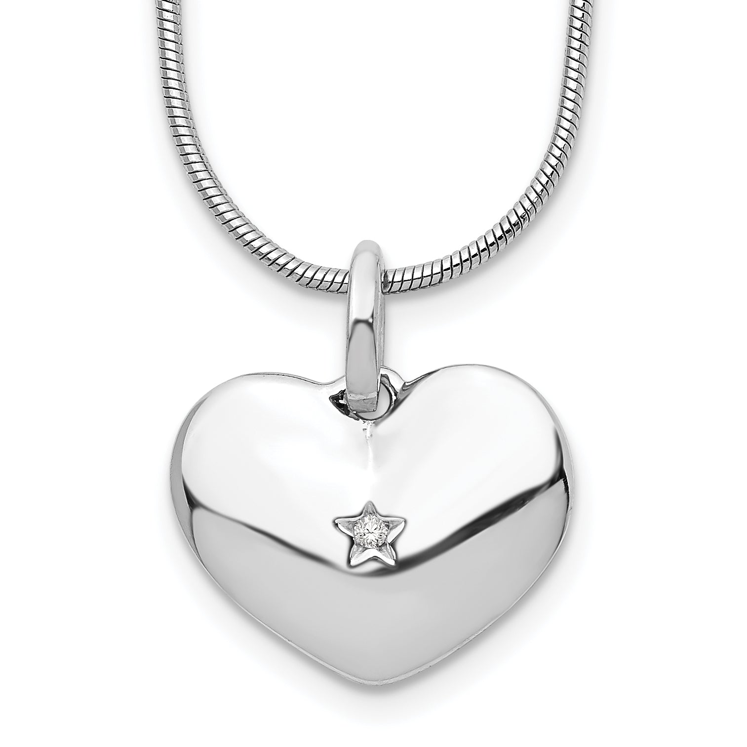 White Ice Sterling Silver Rhodium-plated 18 Inch Diamond Heart Necklace with 2 Inch Extender Main image