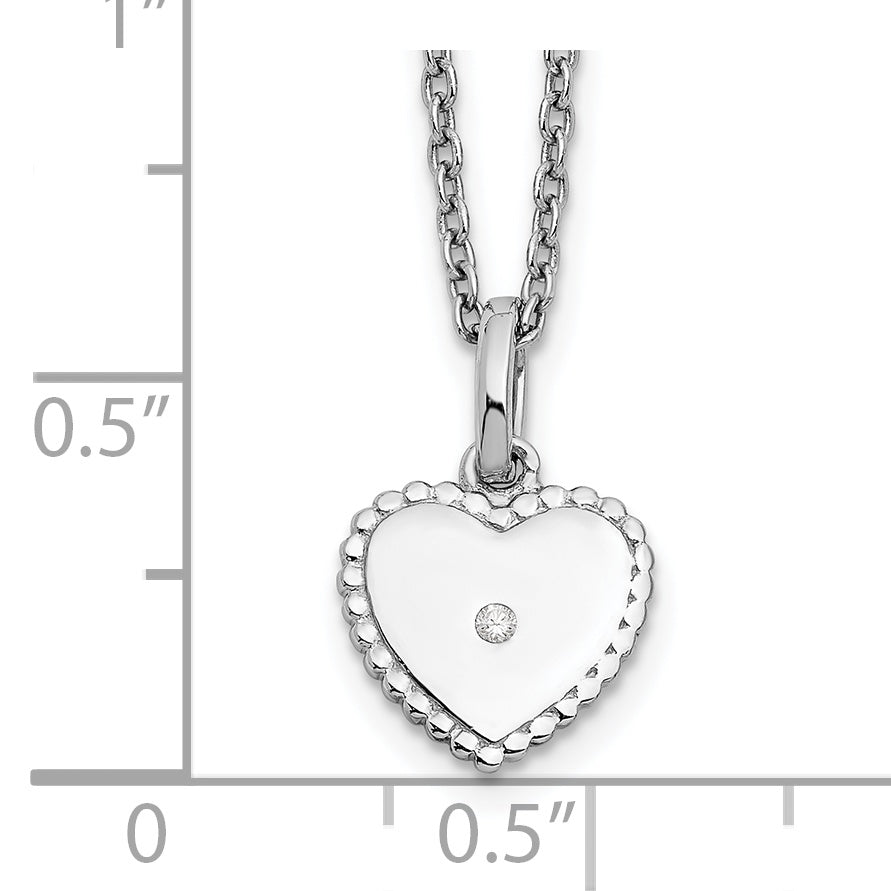 Sophia Jewelers 925 Sterling Silver Diamond Heart Necklace with Polished Rhodium Finish