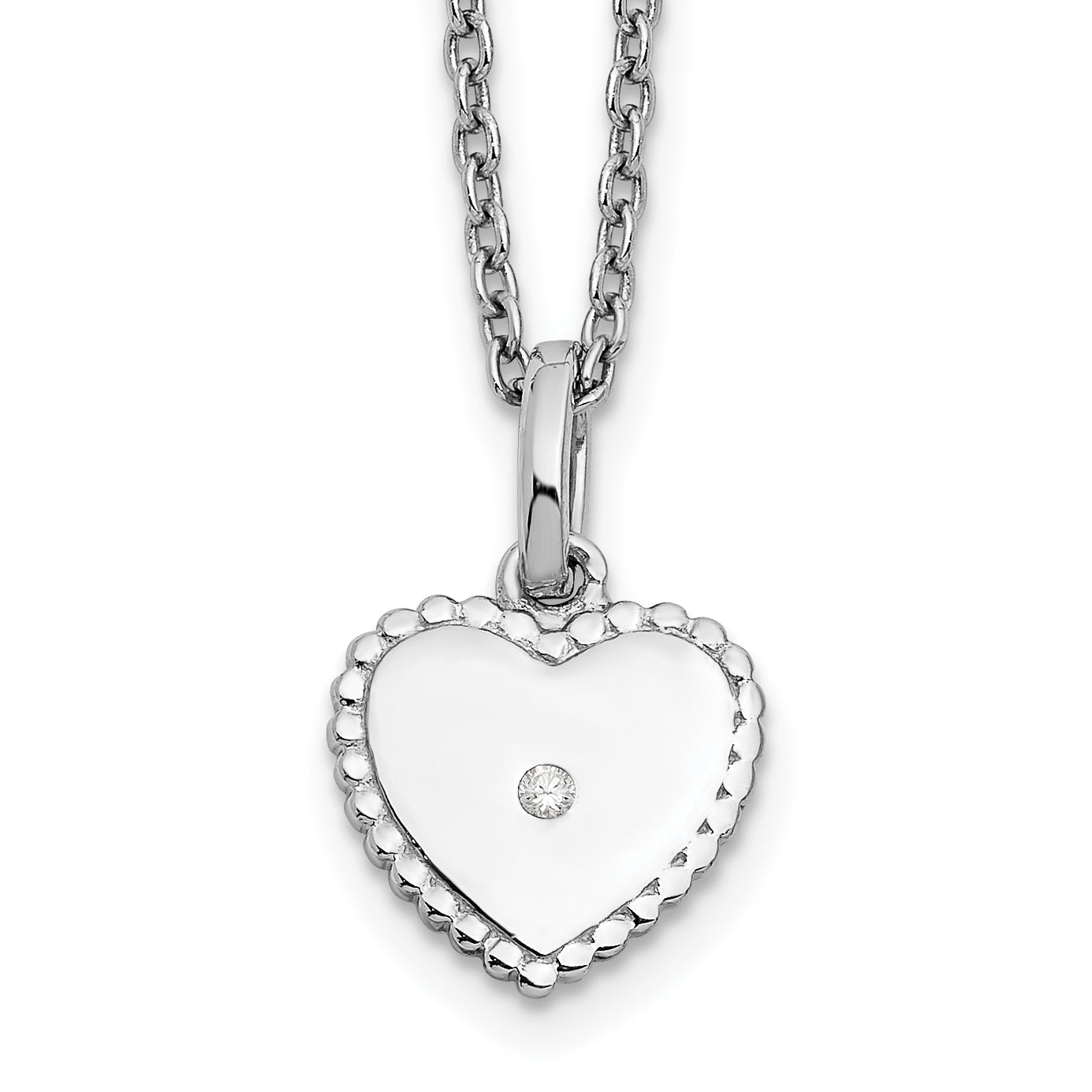 White Ice Sterling Silver Rhodium-plated 18 Inch Diamond Heart Necklace with 2 Inch Extender Main image