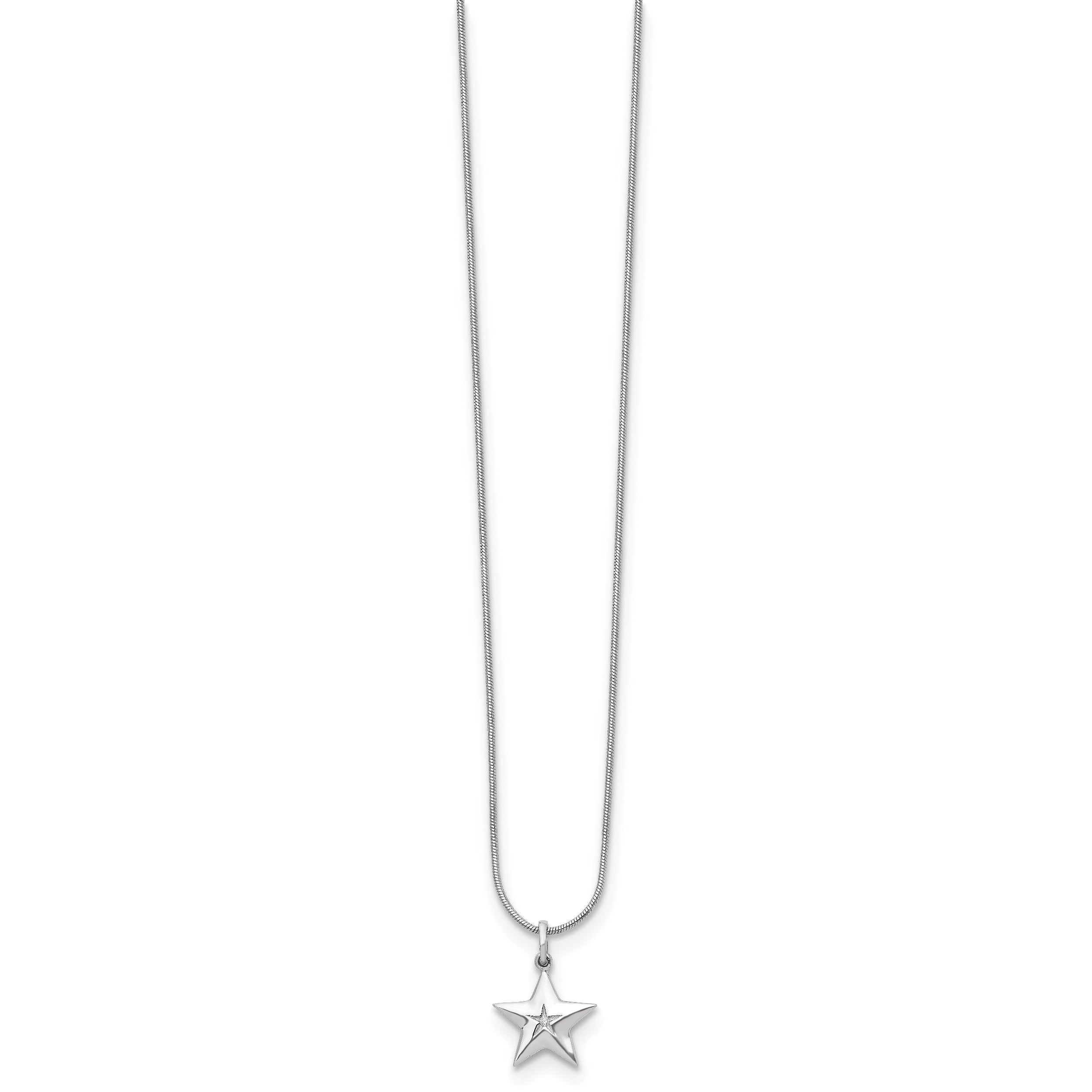 White Ice Sterling Silver Rhodium-plated 18 Inch Diamond Star Necklace with 2 Inch Extender
