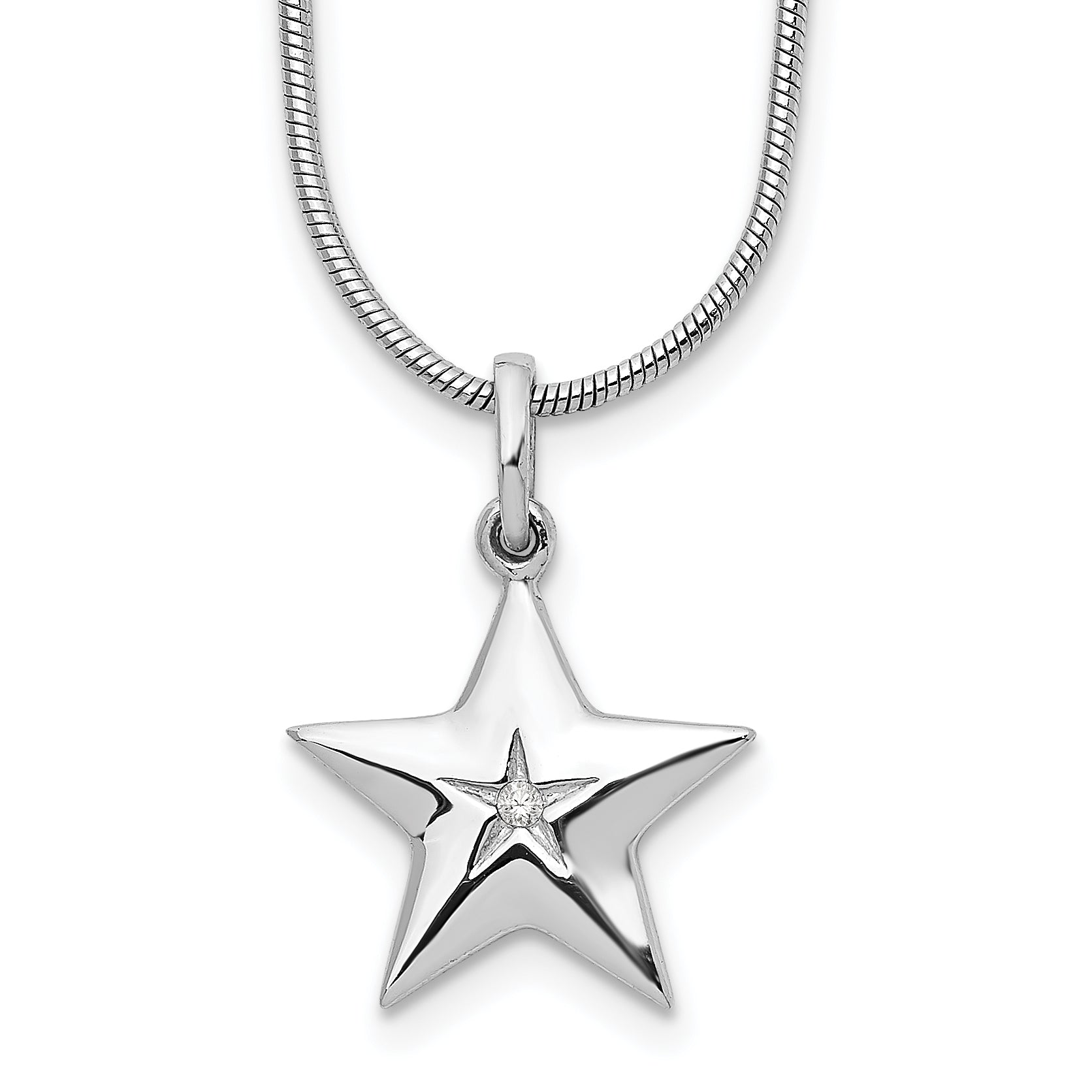 White Ice Sterling Silver Rhodium-plated 18 Inch Diamond Star Necklace with 2 Inch Extender Main image