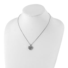 White Ice 925 Sterling Silver Diamond Heart Locket Necklace with Extender - 20