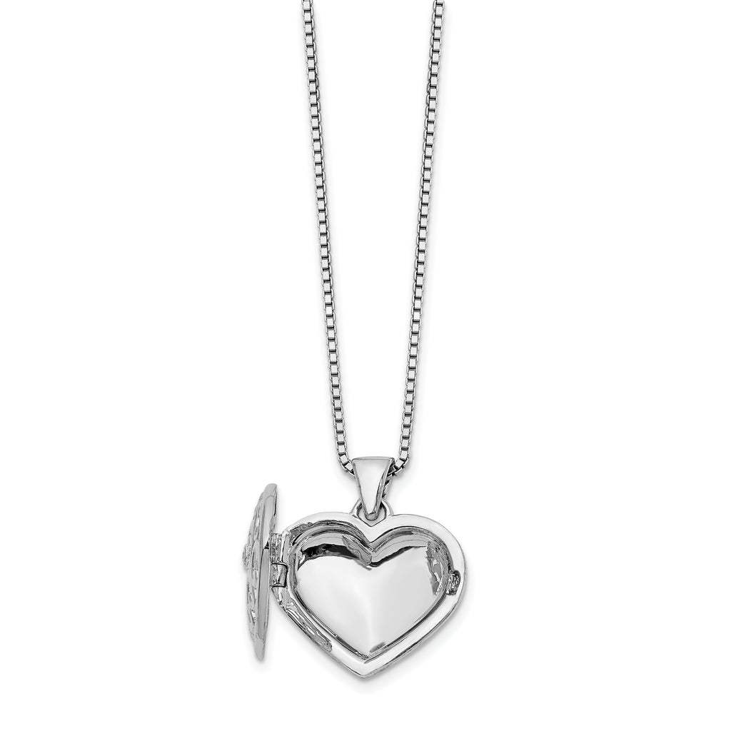 White Ice 925 Sterling Silver Diamond Heart Locket Necklace with Extender