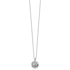 White Ice Sterling Silver Rhodium-plated 18 Inch Diamond Star Round Locket Necklace with 2 Inch Extender