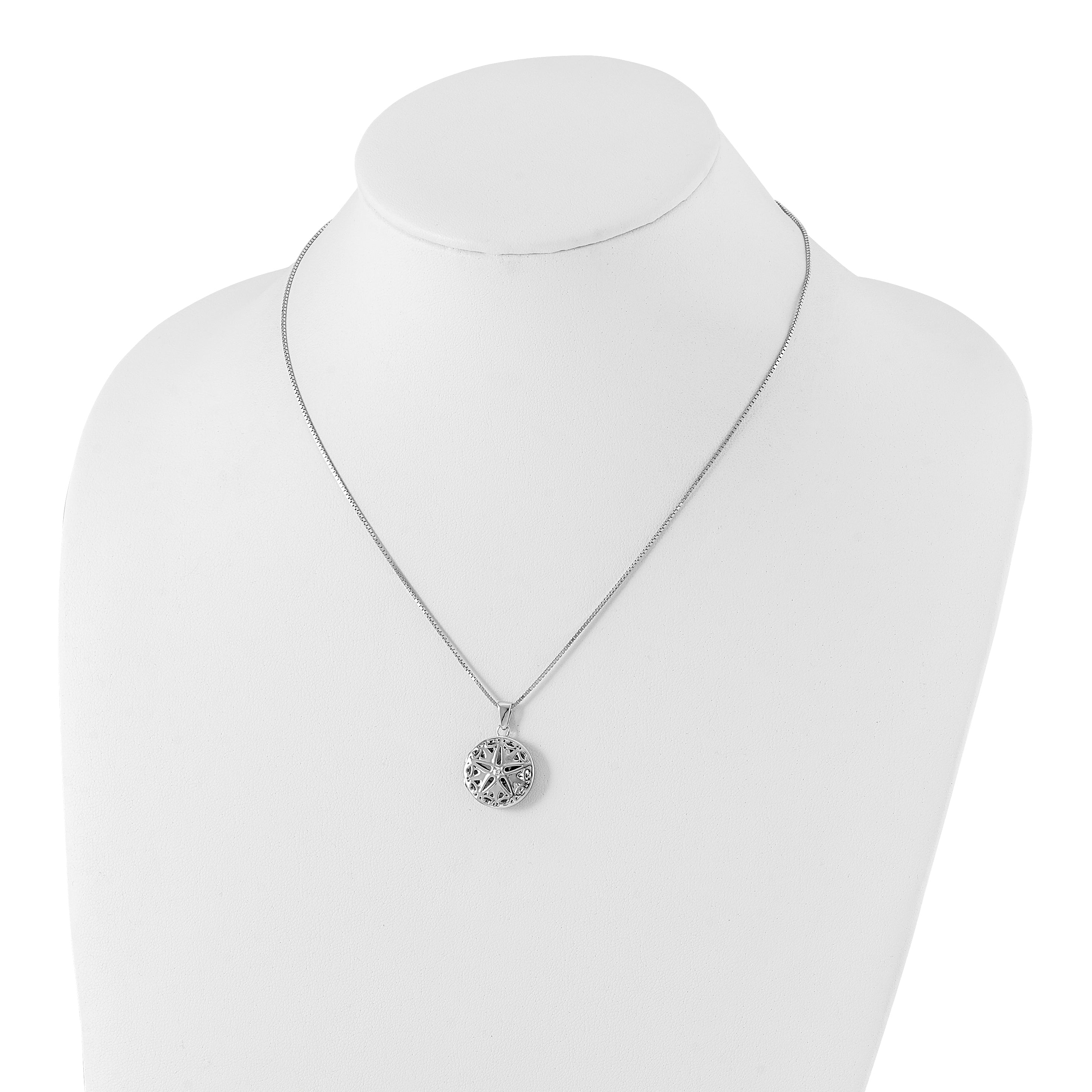 White Ice Sterling Silver Diamond Star Locket Necklace with Extender