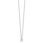 Sophia Jewelers Sterling Silver Diamond Star Necklace with Polished Rhodium Finish