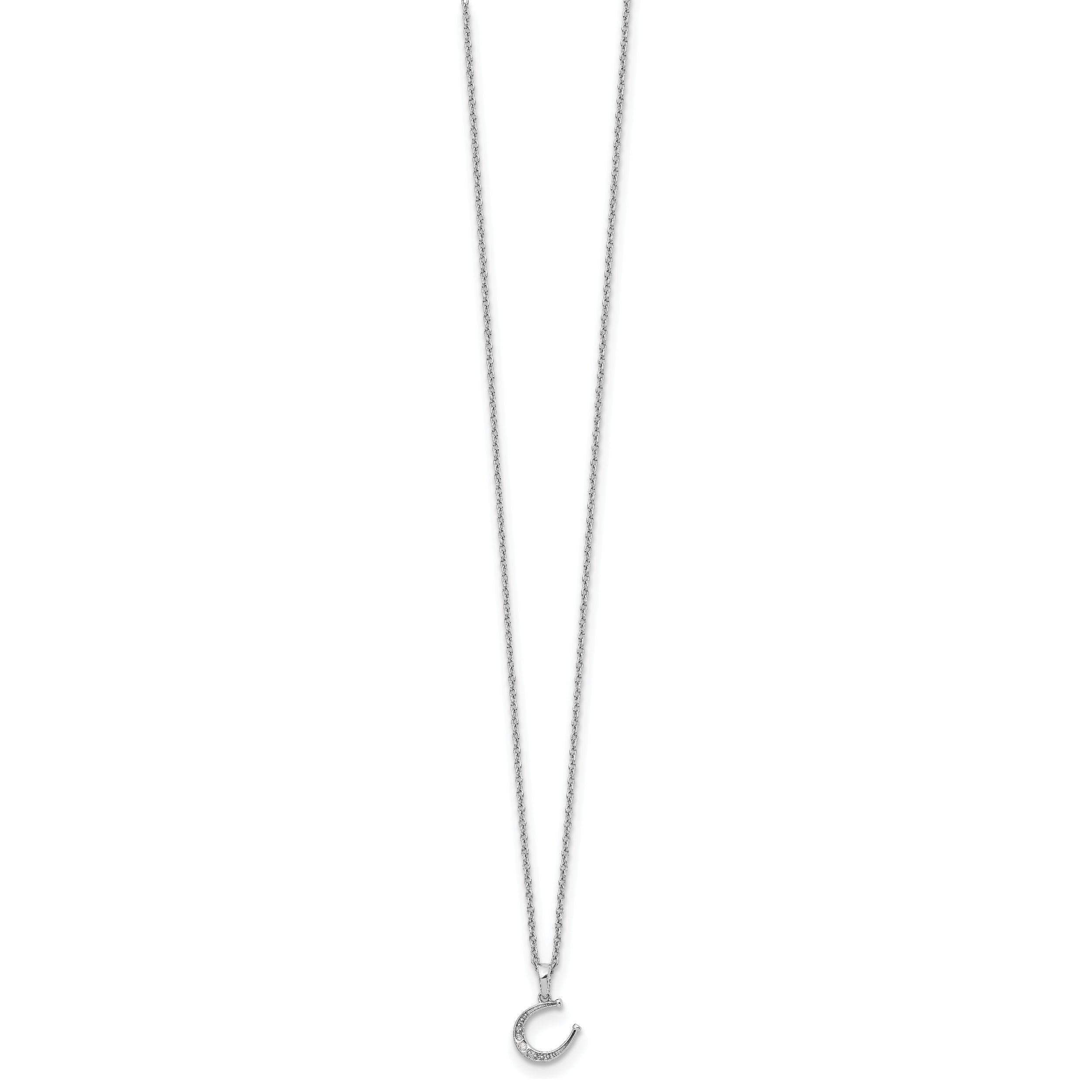 Sophia Jewelers Sterling Silver Diamond Horseshoe Necklace with Rhodium Finish