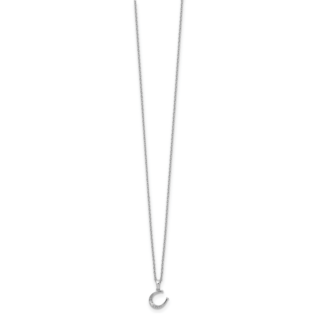 Sophia Jewelers Sterling Silver Diamond Horseshoe Necklace with Rhodium Finish