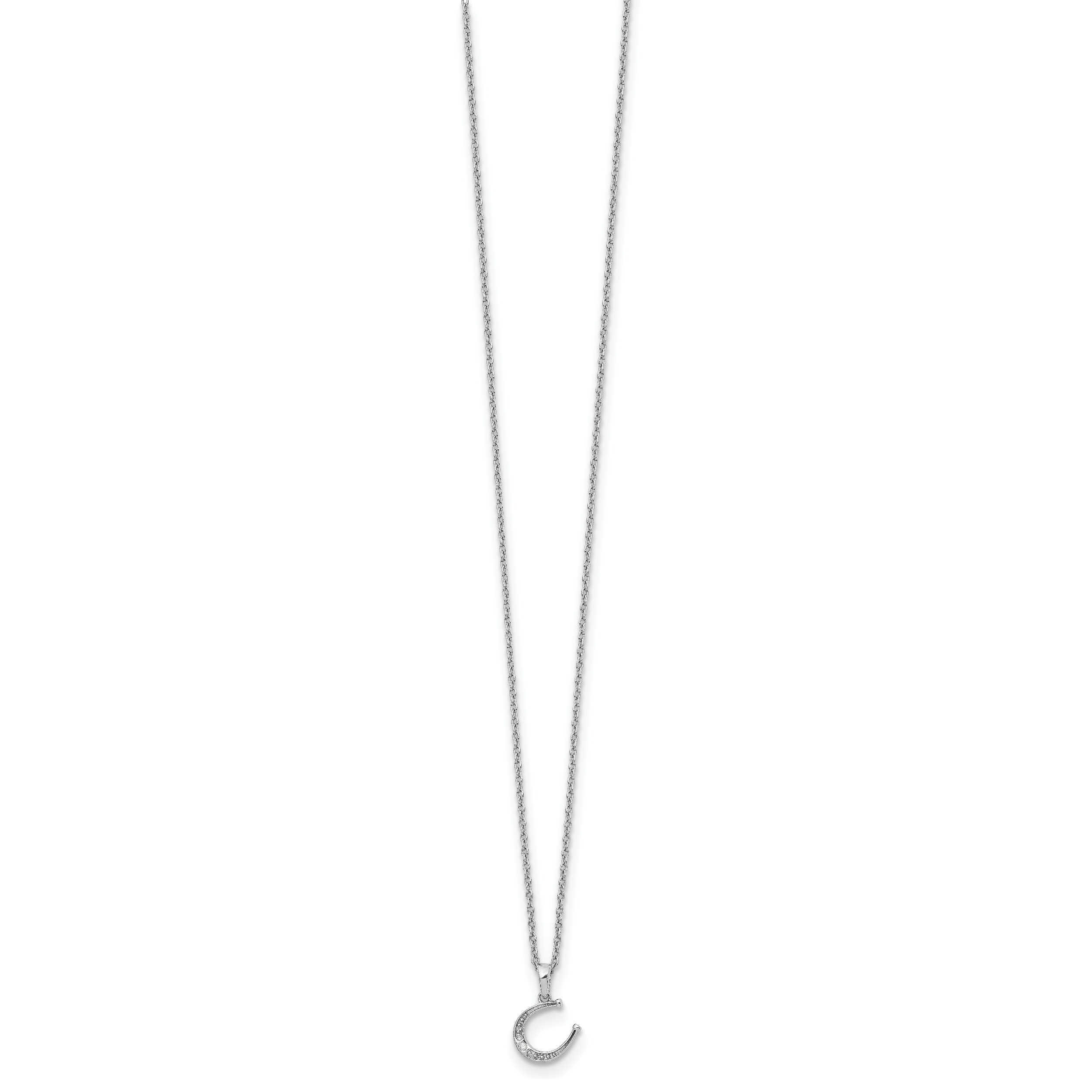 Sophia Jewelers Sterling Silver Diamond Horseshoe Necklace with Rhodium Finish