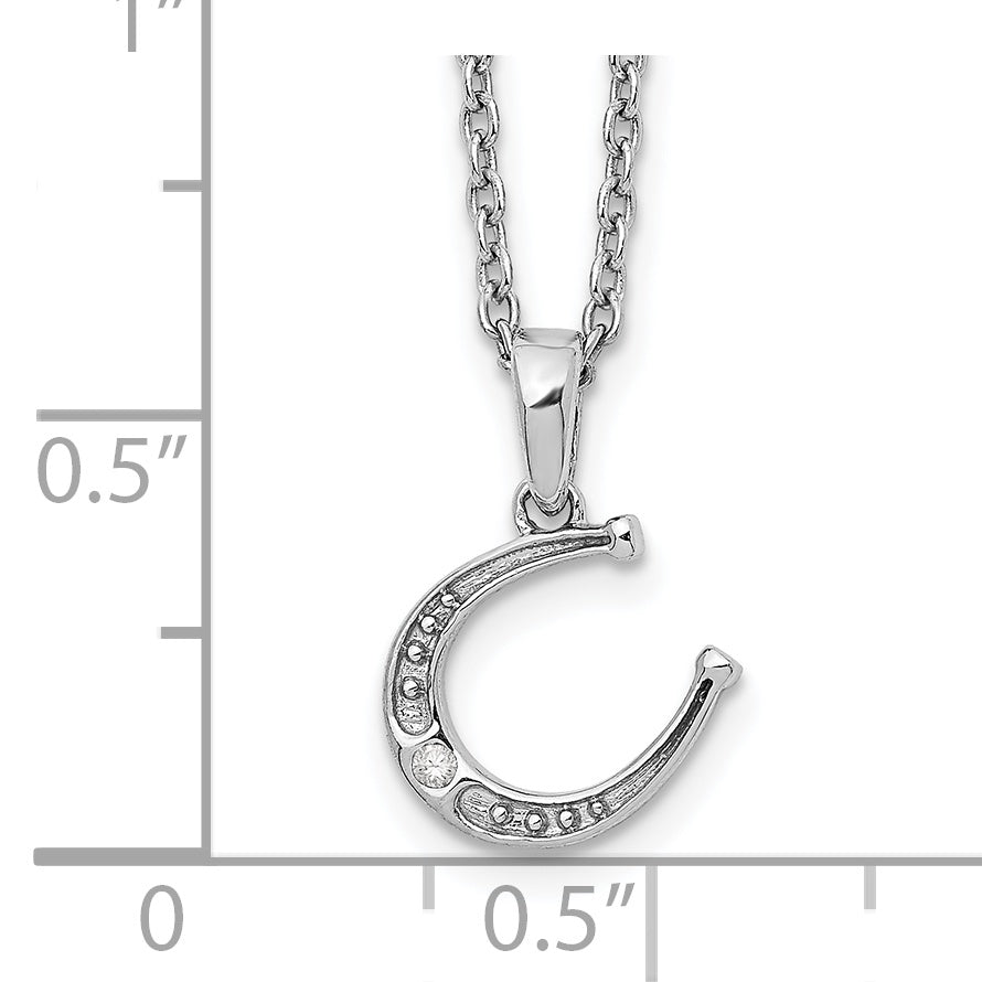 White Ice Sterling Silver Rhodium-plated 18 Inch Diamond Horseshoe Necklace with 2 Inch Extender