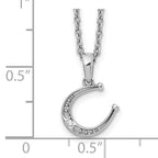 Sophia Jewelers Sterling Silver Diamond Horseshoe Necklace with Rhodium Finish
