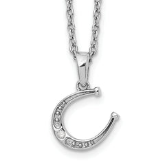White Ice Sterling Silver Rhodium-plated 18 Inch Diamond Horseshoe Necklace with 2 Inch Extender
