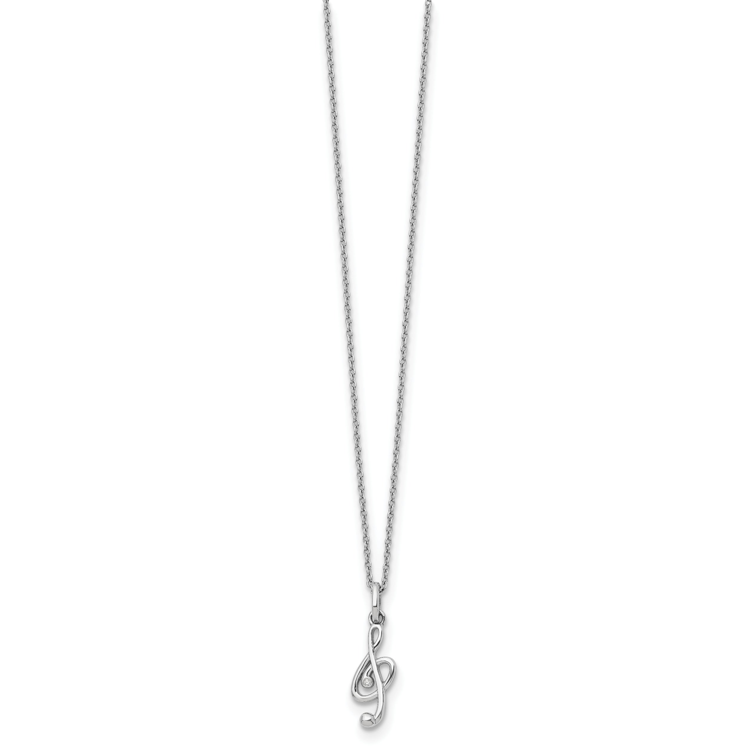 White Ice Sterling Silver Rhodium-plated 18 Inch Diamond Musical Necklace with 2 Inch Extender