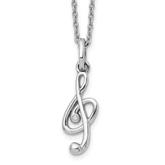 White Ice Sterling Silver Rhodium-plated 18 Inch Diamond Musical Necklace with 2 Inch Extender