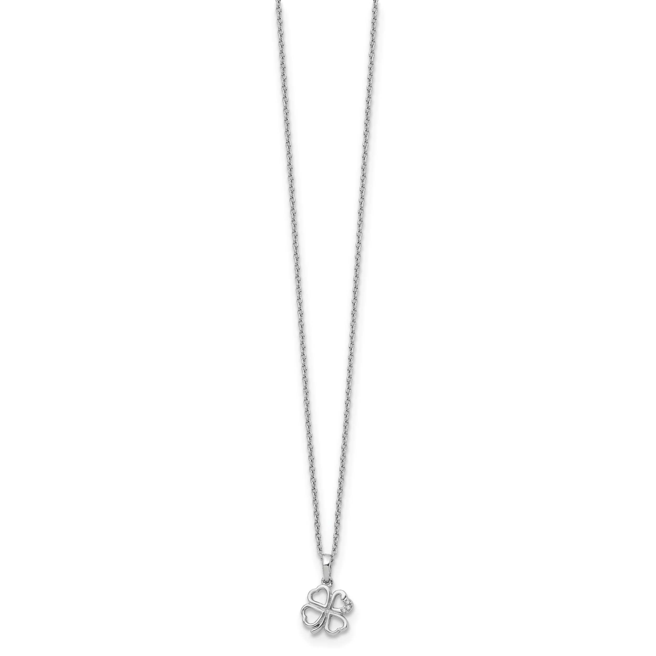 White Ice Rhodium-Plated Diamond Clover Necklace with Extender