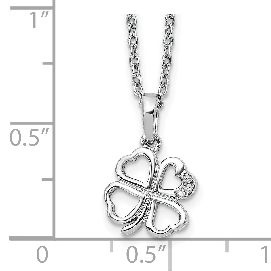 White Ice Sterling Silver Rhodium-plated 18 Inch Diamond Clover Necklace with 2 Inch Extender