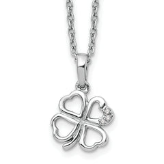 White Ice Sterling Silver Rhodium-plated 18 Inch Diamond Clover Necklace with 2 Inch Extender