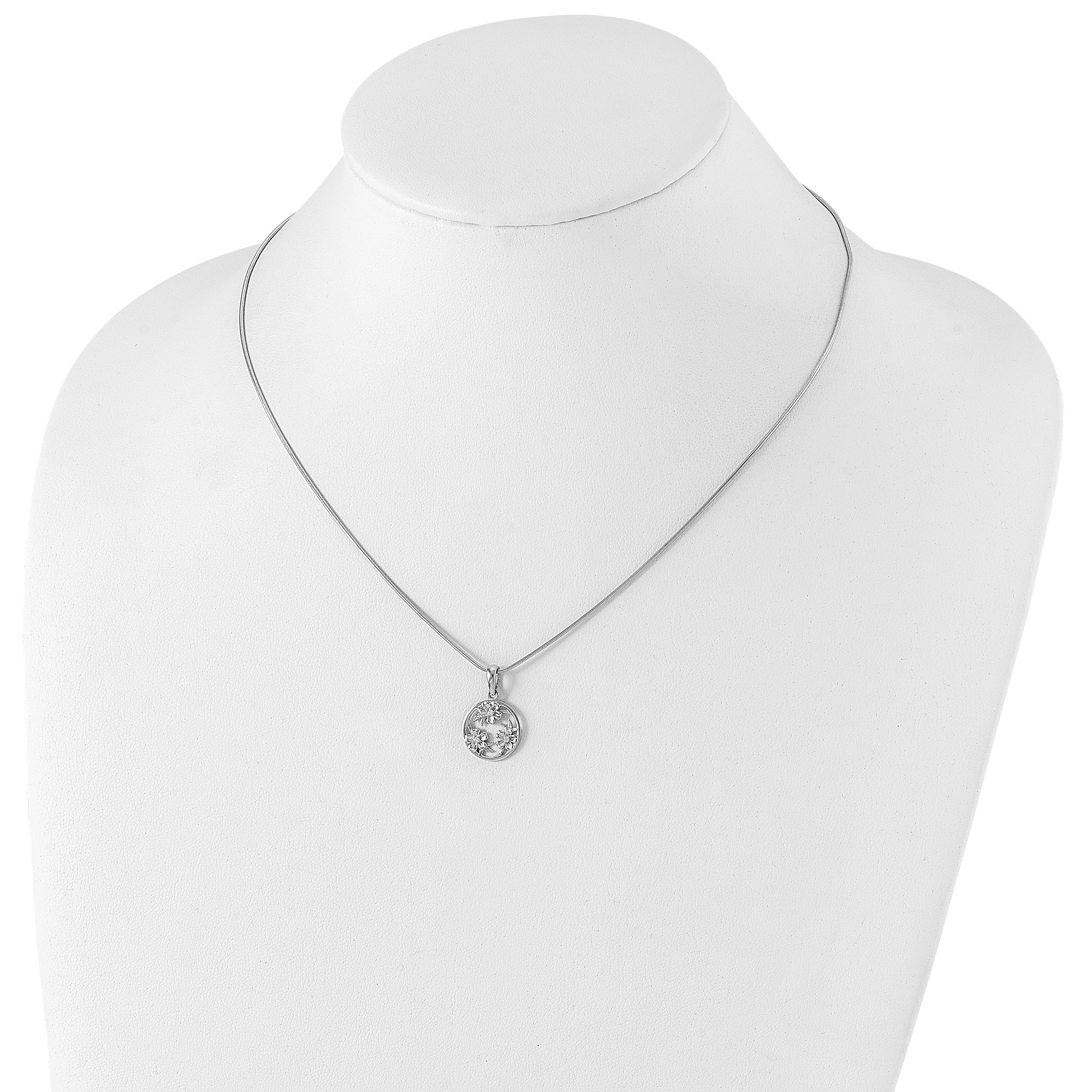 White Ice Sterling Silver Rhodium-plated 18 Inch Diamond Flower Necklace with 2 Inch Extender