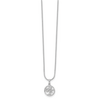 Sterling Silver Diamond Tree Necklace with Rhodium-Plated Elegance