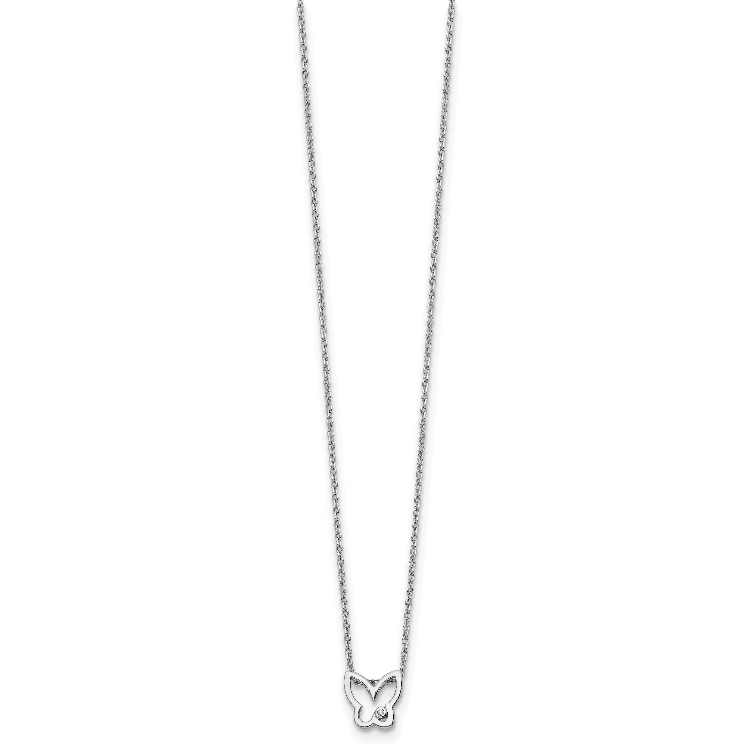 White Ice Sterling Silver Diamond Butterfly Necklace with Extender Elegant and Gift Ready