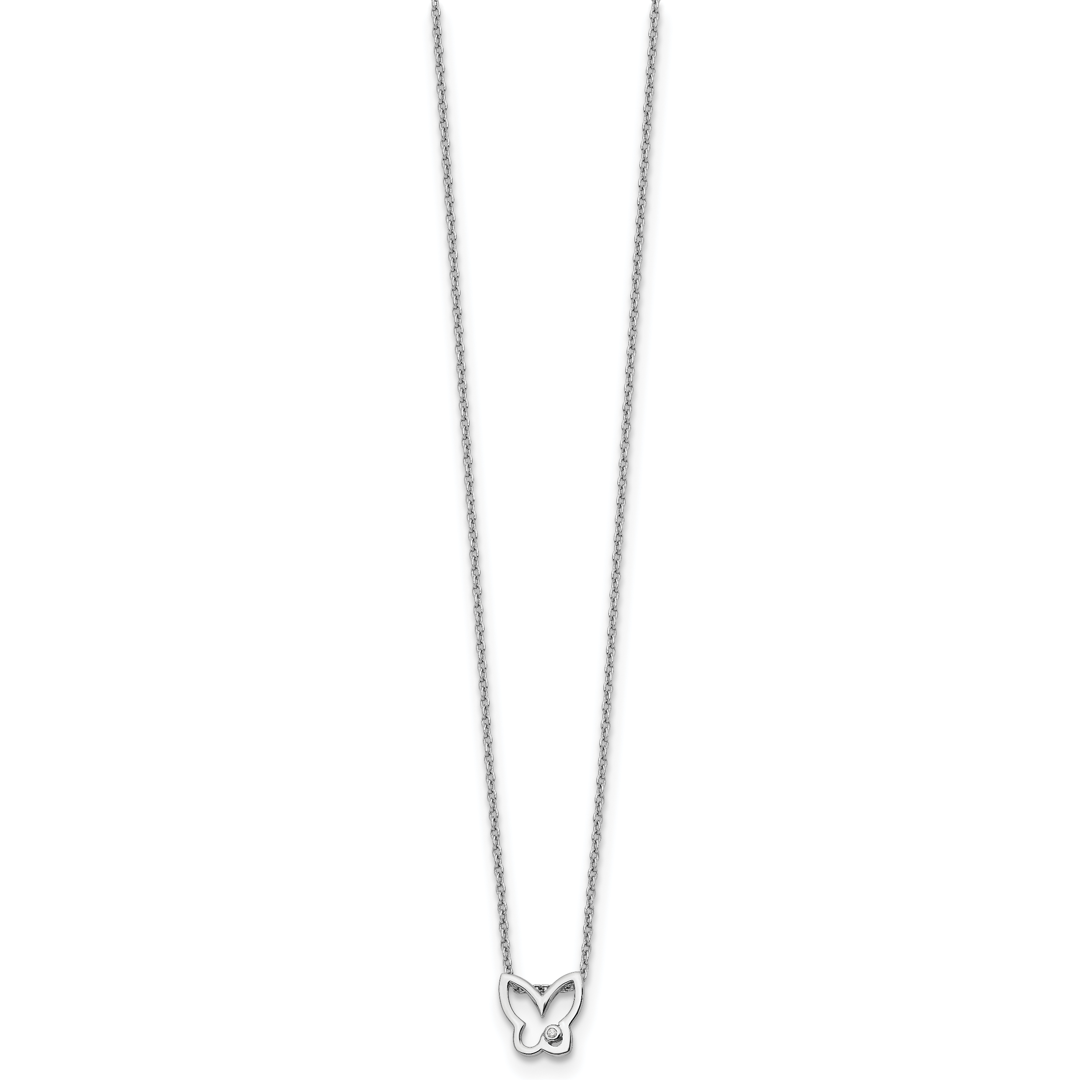 White Ice Sterling Silver Diamond Butterfly Necklace with Extender Elegant and Gift Ready