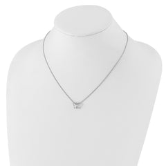 White Ice Sterling Silver Diamond Butterfly Necklace with Extender Elegant and Gift Ready