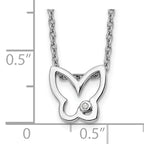 White Ice Sterling Silver Diamond Butterfly Necklace with Extender Elegant and Gift Ready