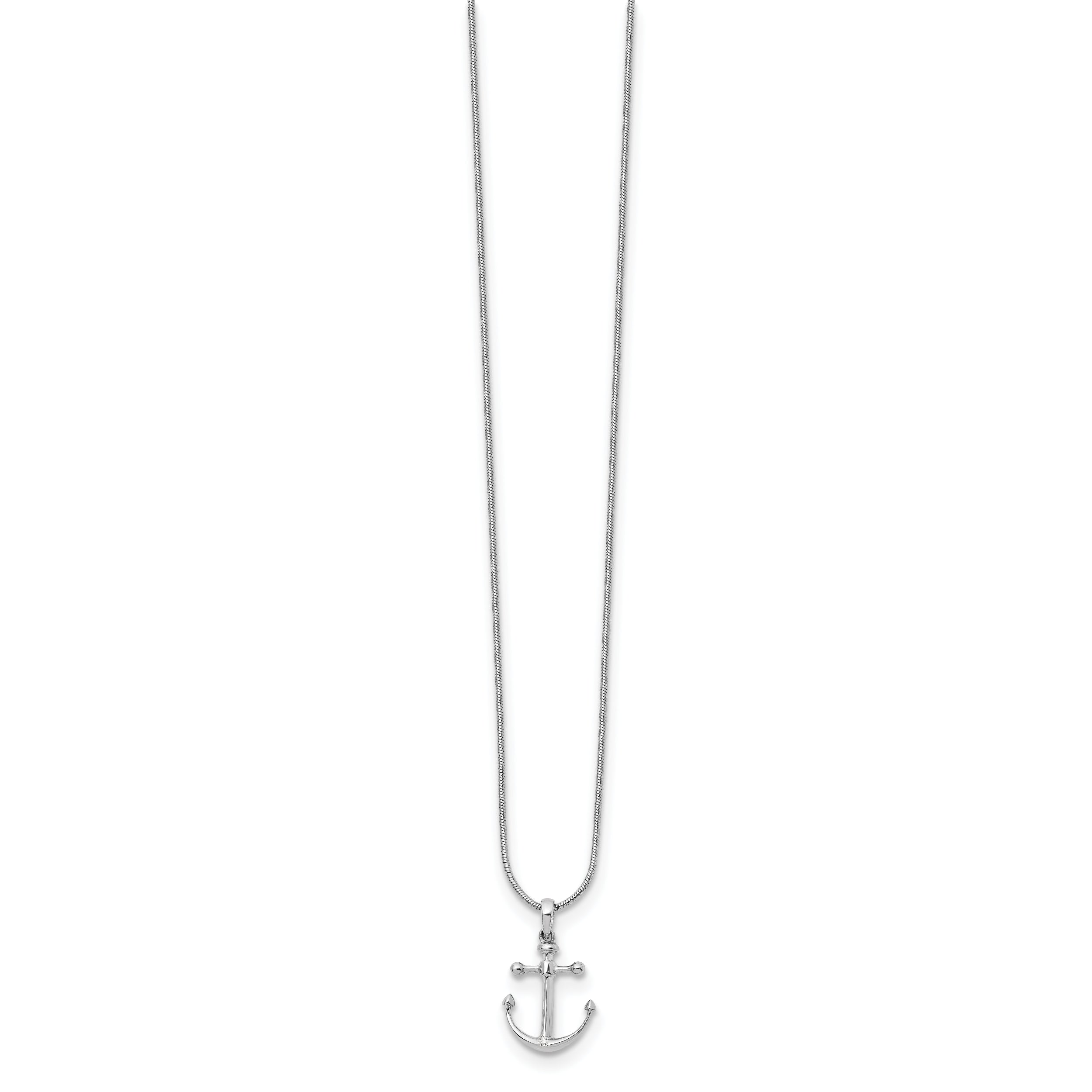 Sophia Jewelers Sterling Silver Diamond Anchor Necklace with Extender Gift Ready