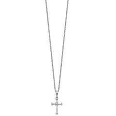 White Ice Sterling Silver Rhodium-plated 18 Inch Diamond Cross Necklace with 2 Inch Extender