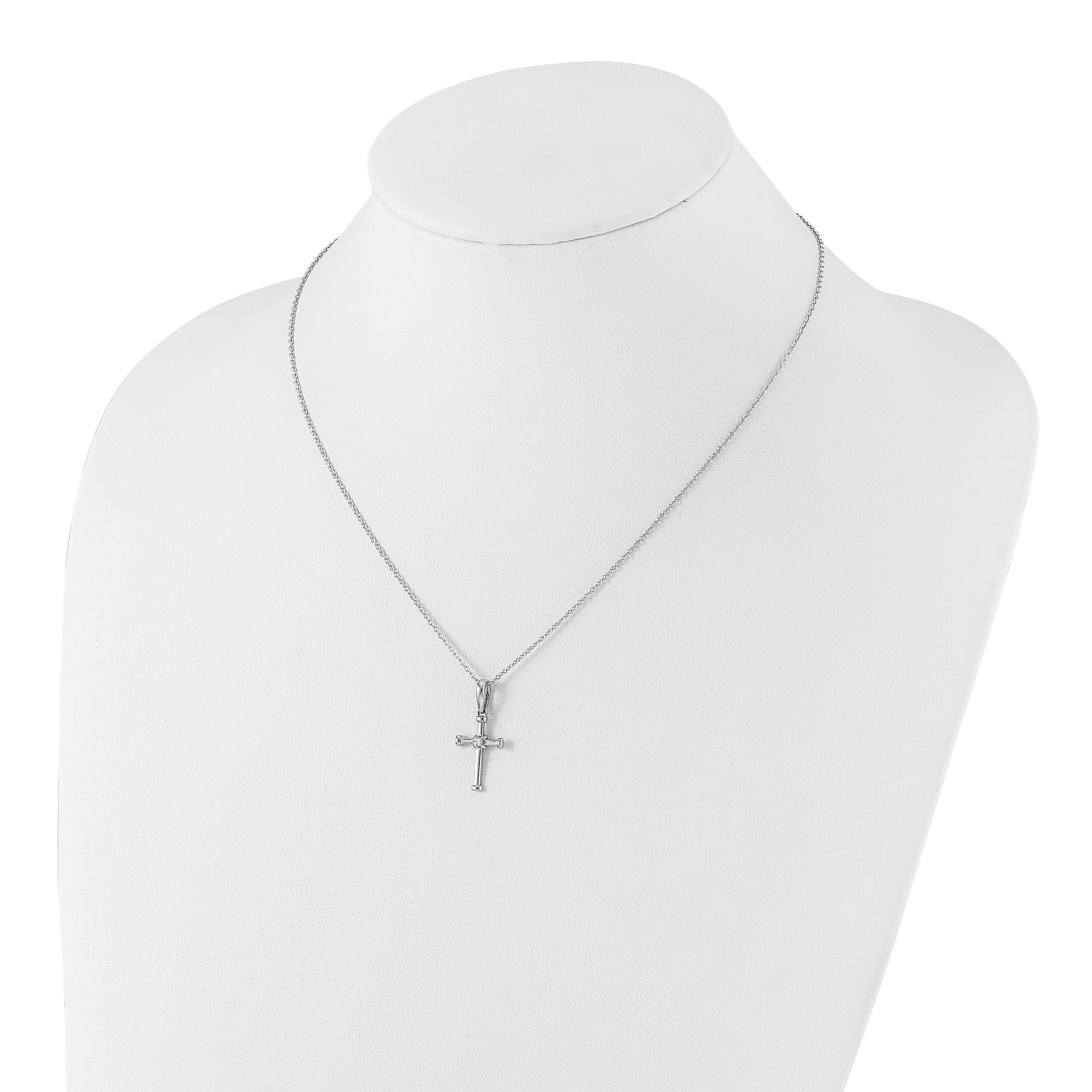 White Ice Sterling Silver Rhodium-plated 18 Inch Diamond Cross Necklace with 2 Inch Extender