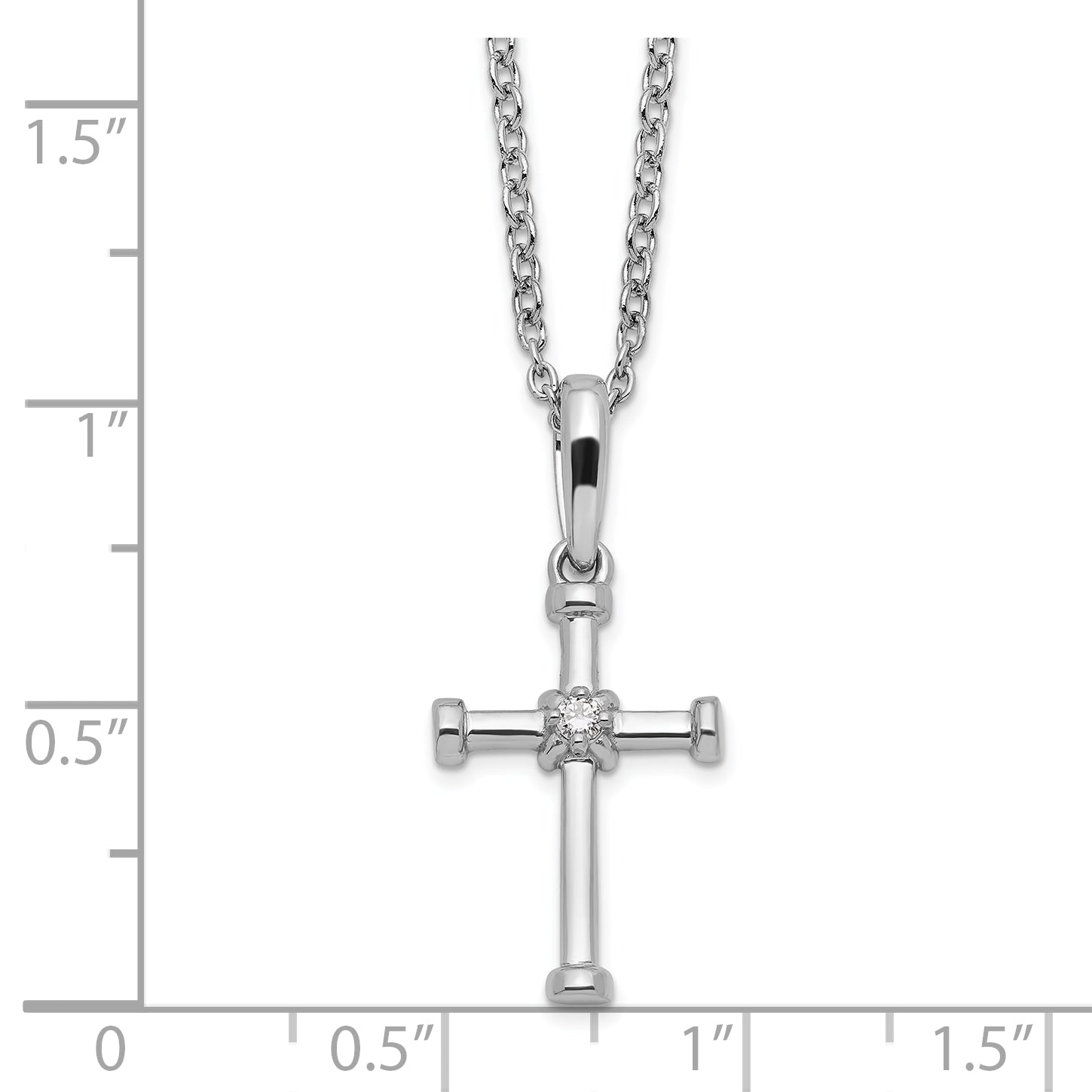 White Ice Sterling Silver Rhodium-plated 18 Inch Diamond Cross Necklace with 2 Inch Extender