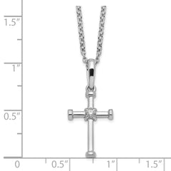 White Ice Sterling Silver Rhodium-plated 18 Inch Diamond Cross Necklace with 2 Inch Extender