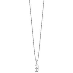 White Ice Sterling Silver Rhodium-plated 18 Inch Diamond Cross Tag Necklace with 2 Inch Extender