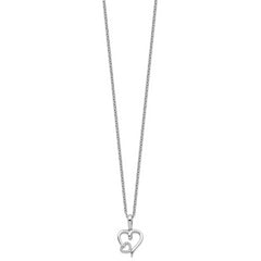 White Ice Sterling Silver Rhodium-plated 18 Inch Diamond Hearts Necklace with 2 Inch Extender