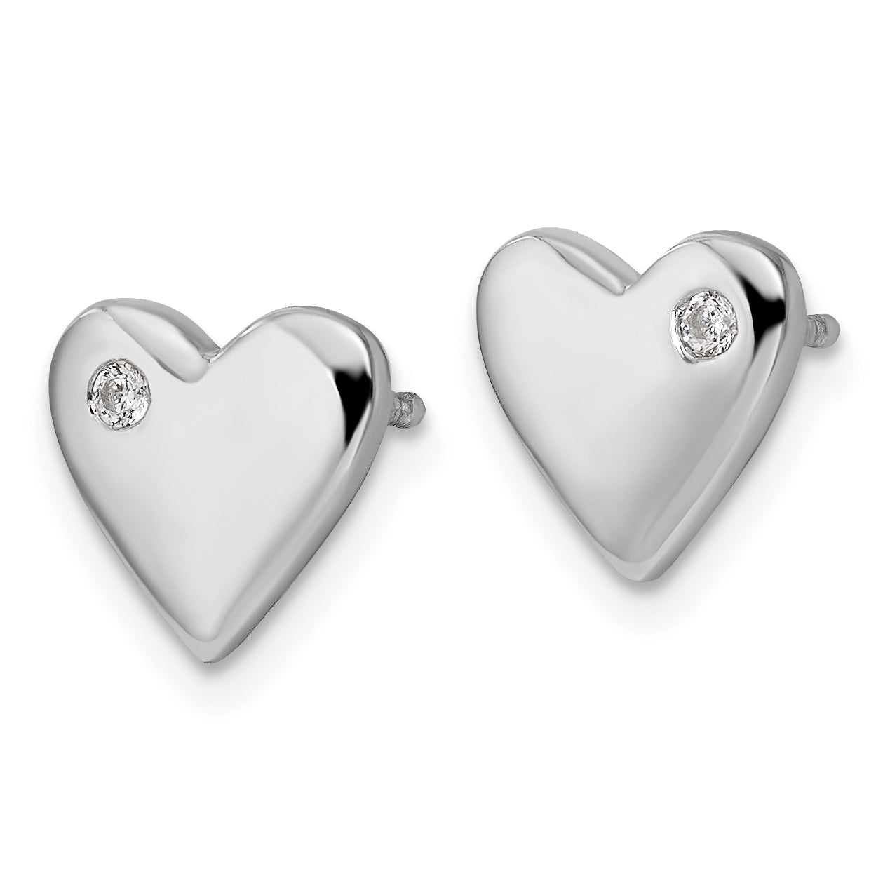 White Ice Sterling Silver Rhodium-plated Diamond Heart Earrings