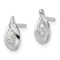 Sterling Silver RH Plated White Ice .05ct Diamond Post Earrings